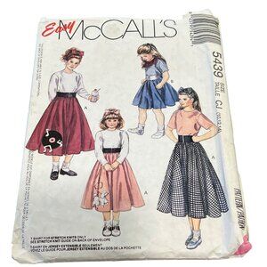 McCalls 5439 Easy Sewing Pattern For Girls Skirts & Tops Size 6-14